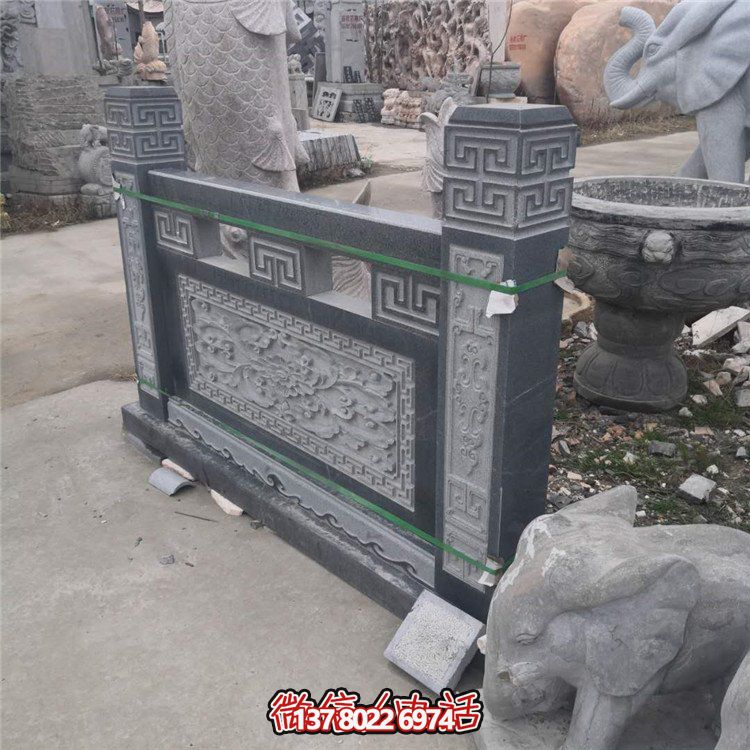 景点寺庙装饰青石雕刻祥云仿古建筑防护栏板