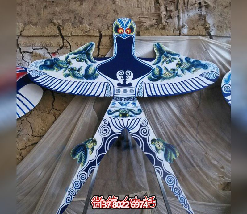 小区庭院园林摆件中国风彩绘不锈钢风筝雕塑