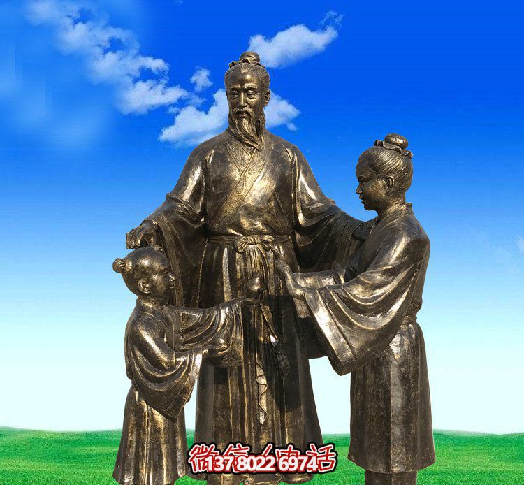 公园铜雕人物景观孔融让梨雕塑