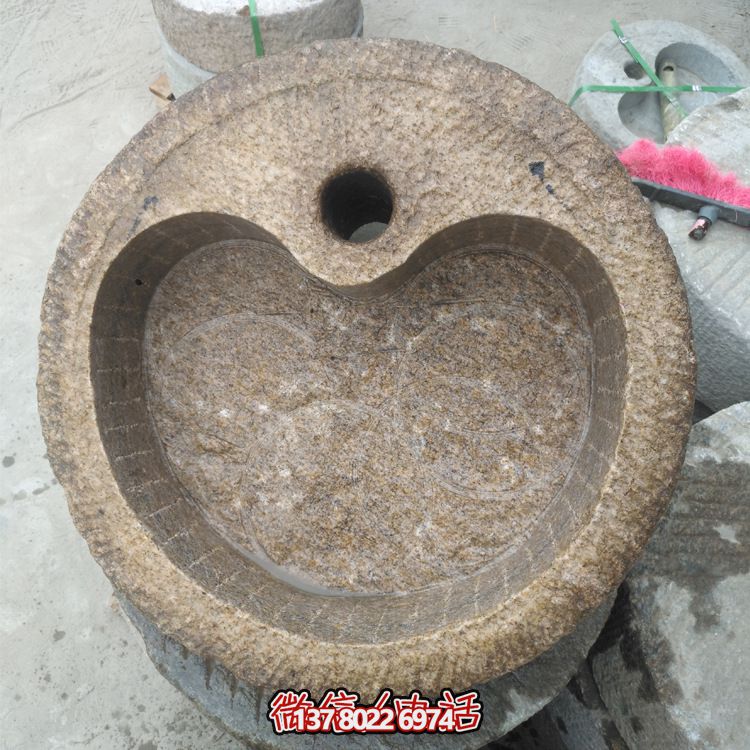 老旧石槽石头洗手盆石缸水槽庭院阳台流水景观摆件
