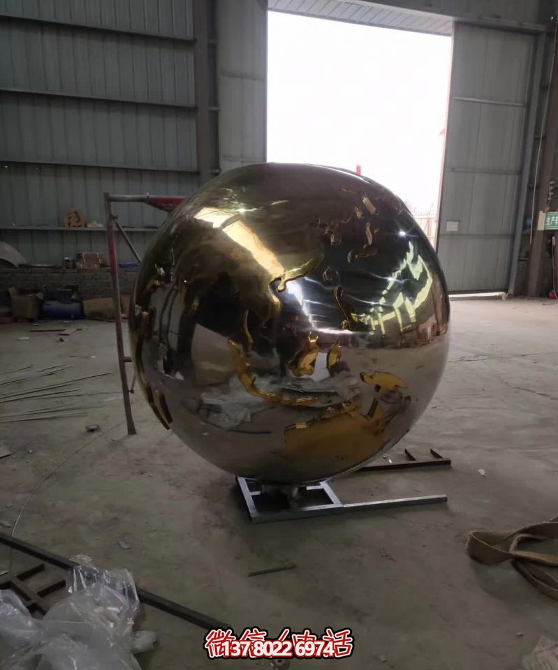 室内不锈钢球镜面地球仪雕塑
