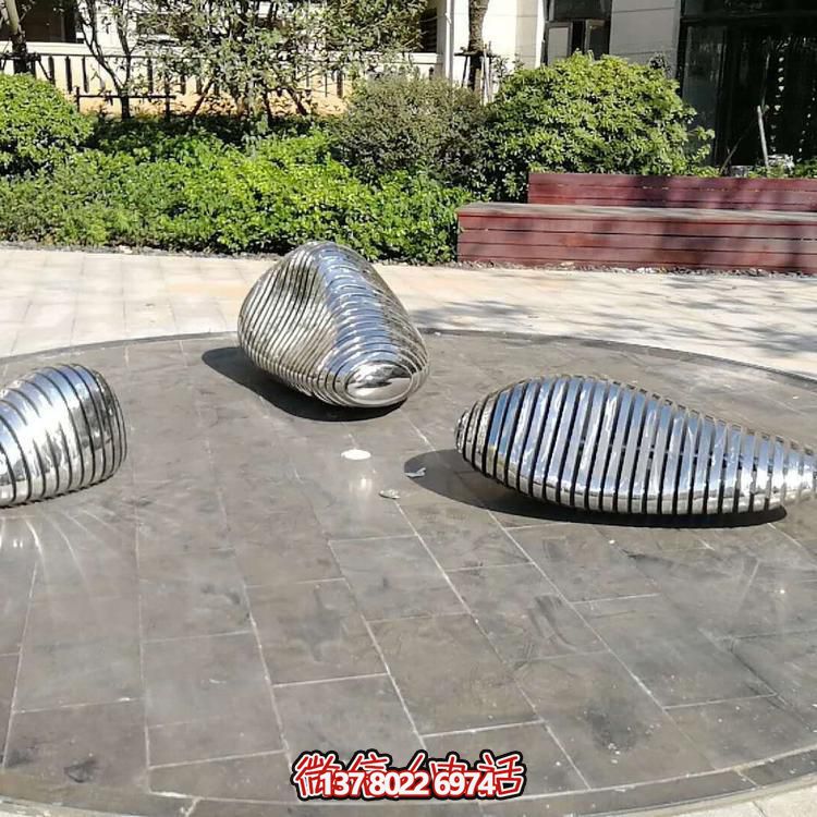 不锈钢创意切片假山小区园林水景观摆件