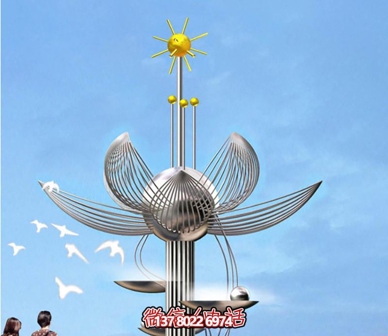 广场花开盛世抽象不锈钢花朵雕塑