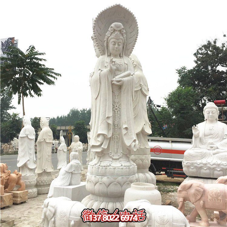 广场大型大理石石雕滴水观音雕塑