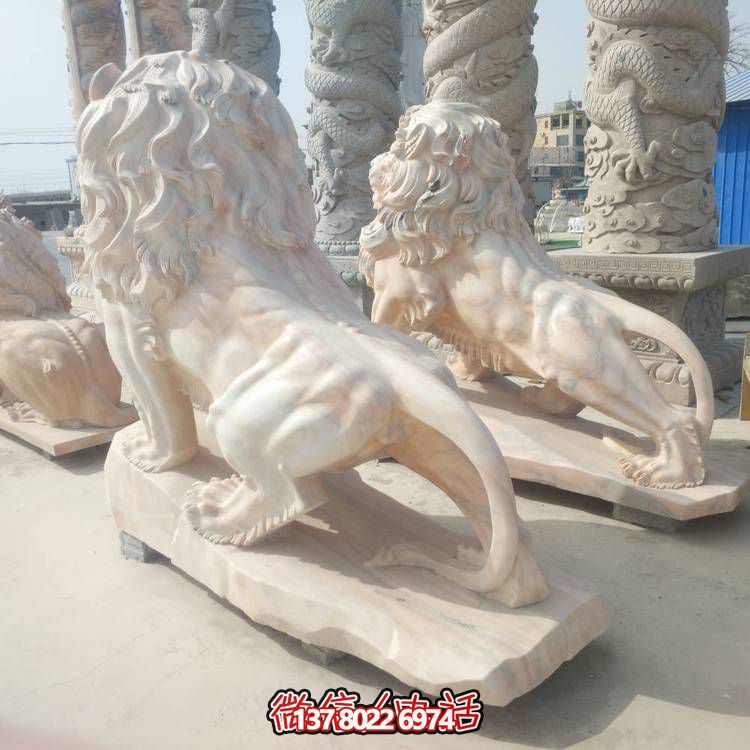 大理石石雕庭院工厂大型石狮子雕塑