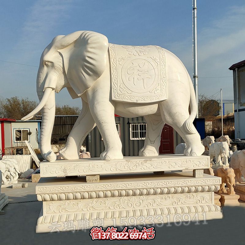 景区大型景观大理石石雕大象雕塑