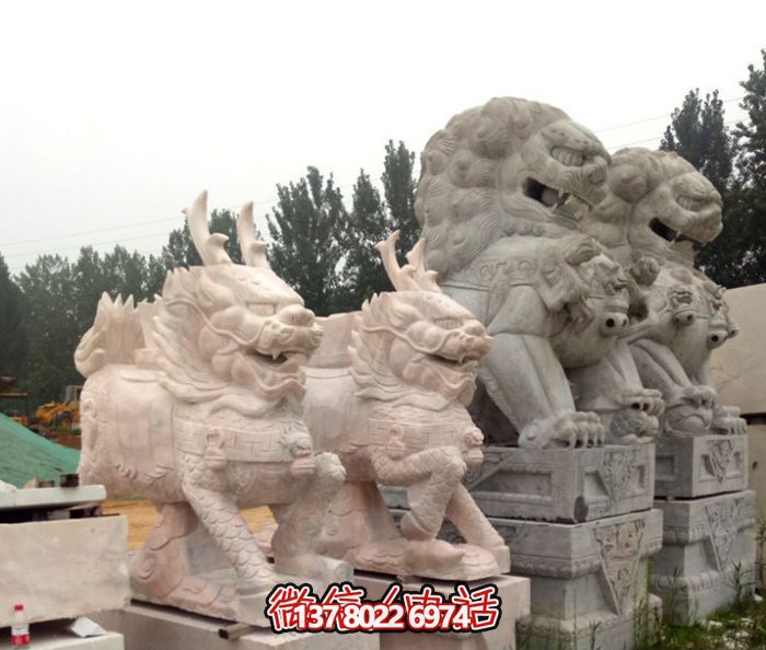 别墅庭院镇宅石雕大理石麒麟雕塑