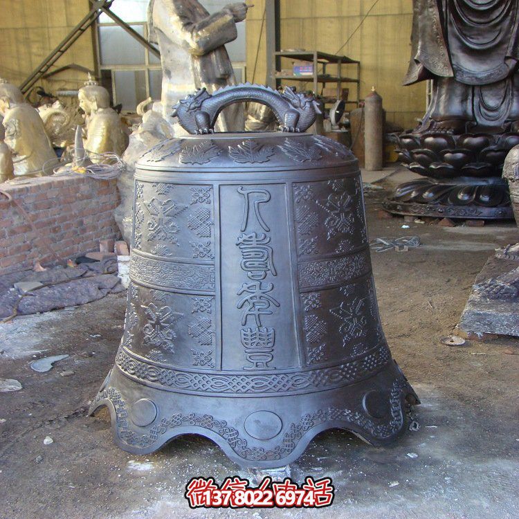 大型宗教寺庙浮雕纯铜铜钟雕塑