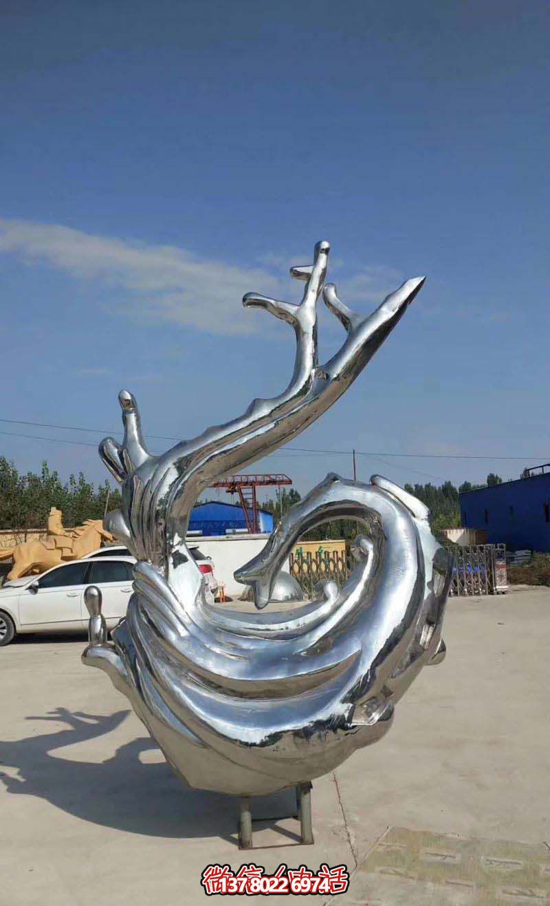 海边装饰摆件大号不锈钢海浪浪花雕塑