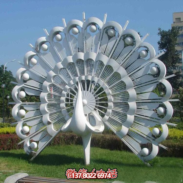 不锈钢抽象烤漆孔雀雕塑广场景观小品