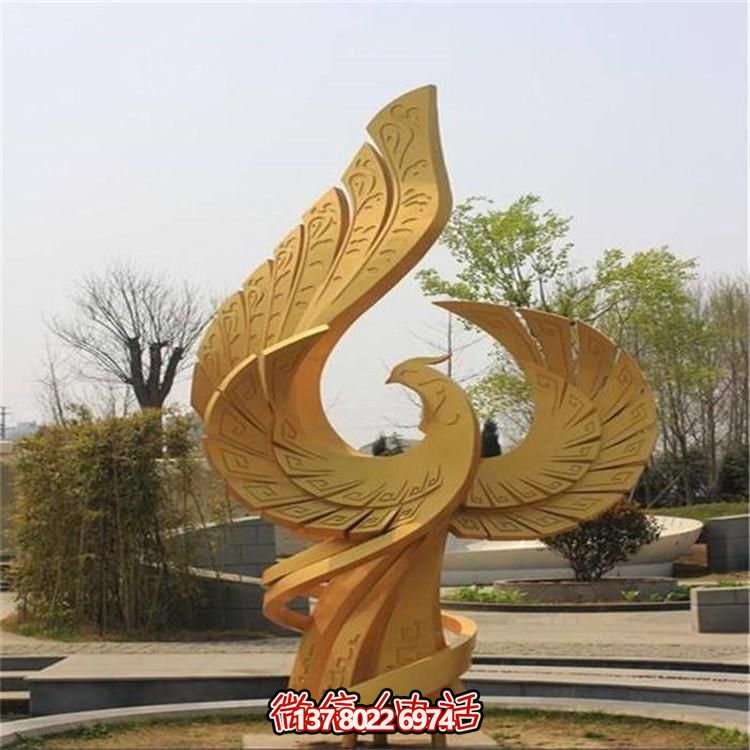 公园广场不锈钢抽象喷泉凤凰
