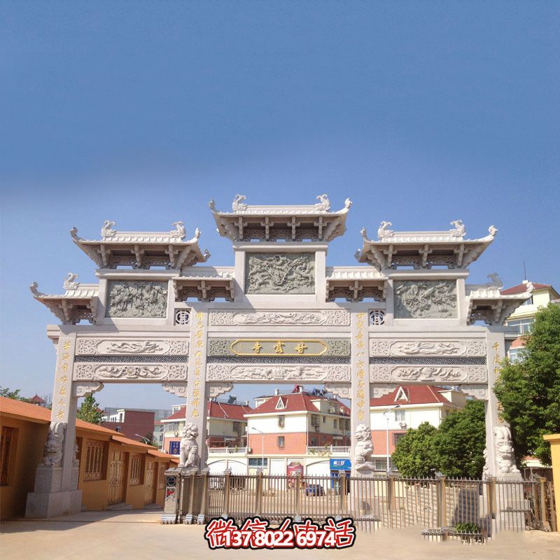 佛教寺院仿古建筑楼门石雕牌楼