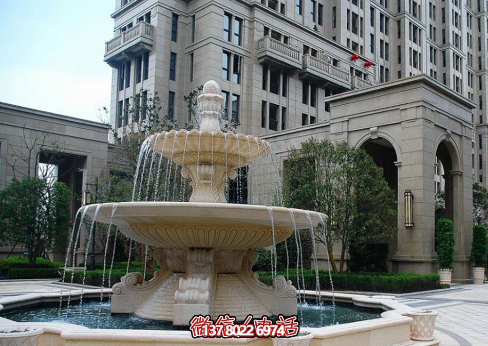 学院别墅汉白玉大型喷泉雕塑