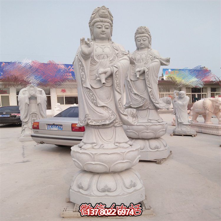 寺院摆放大型砂岩雕刻滴水观音雕像