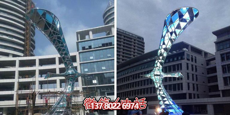 城市不锈钢抽象大雁景观雕塑