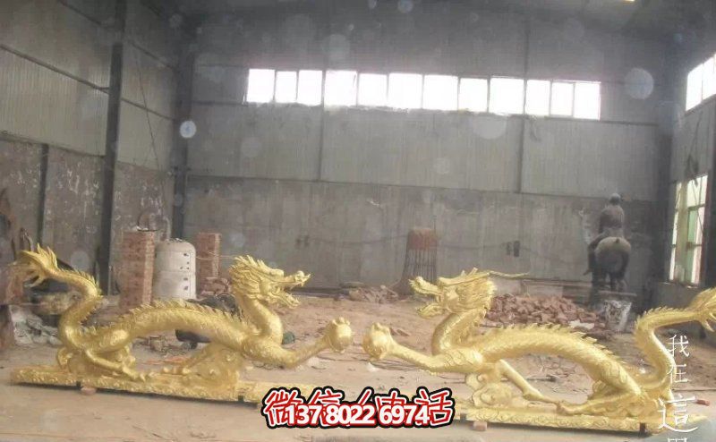 公园创意不锈钢喷金鎏金二龙戏珠龙雕塑