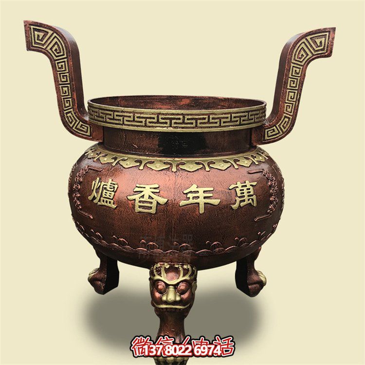 家用铜雕上香祈福鼎，香炉雕塑