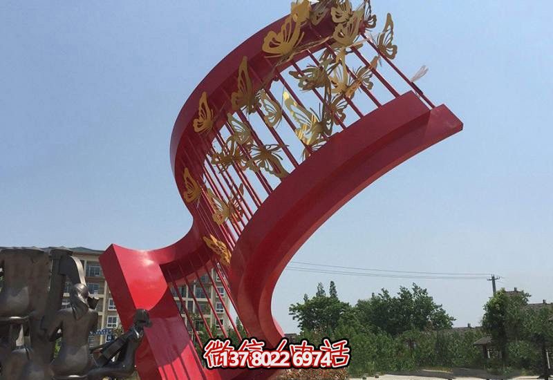 广场不锈钢多个蝴蝶雕塑