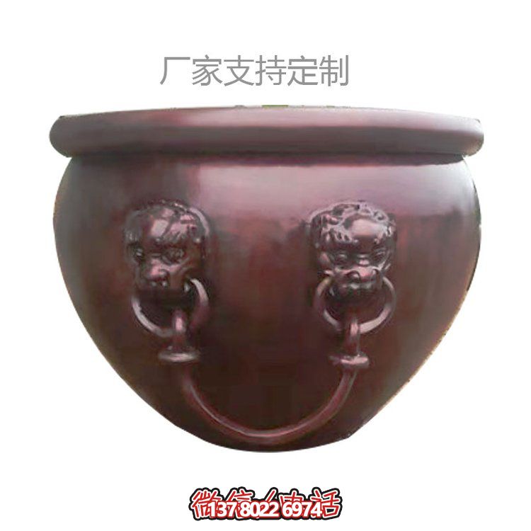 厂家定制玻璃钢仿铜景观缸雕塑