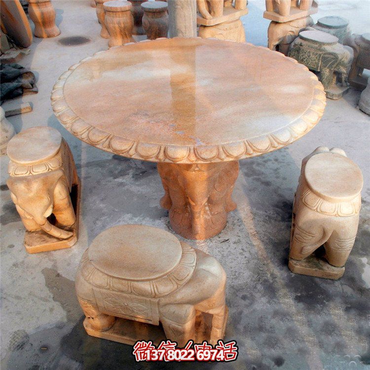 庭院花园景区大理石多款圆石桌石凳