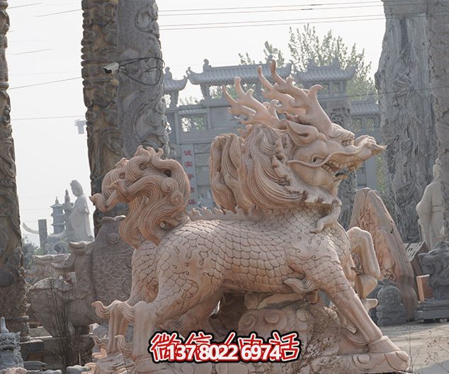 景区大型动物景观石雕麒麟雕塑