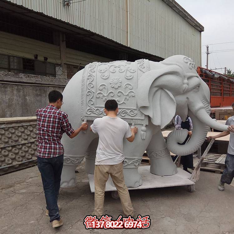 庭院户外门口大型石雕大象雕塑