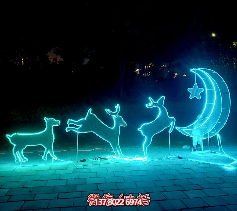 公园城市创意照明不锈钢梅花鹿雕塑