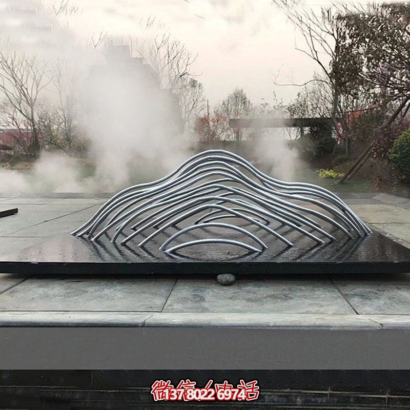 景区园林抽象不锈钢假山室外水景