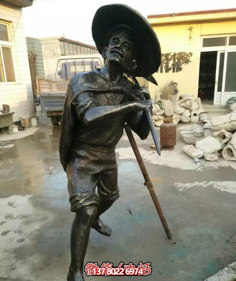 公园铸造浮雕打鱼渔夫人物铜青雕塑
