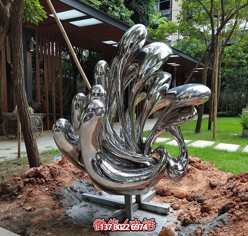 公园创意不锈钢镜面珊瑚景观雕塑