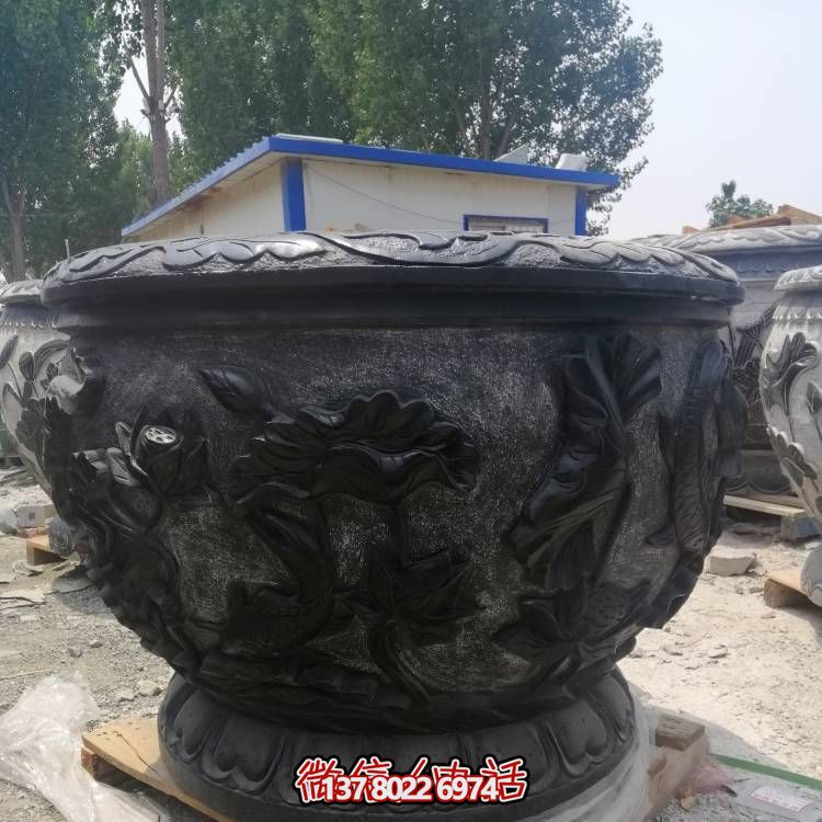 青石石雕庭院流水摆件水缸雕塑