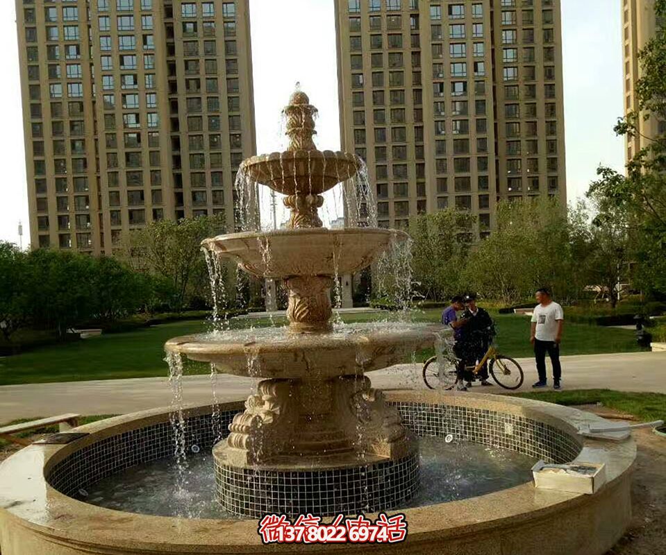 小区广场摆放欧式大理石风水球喷泉雕塑