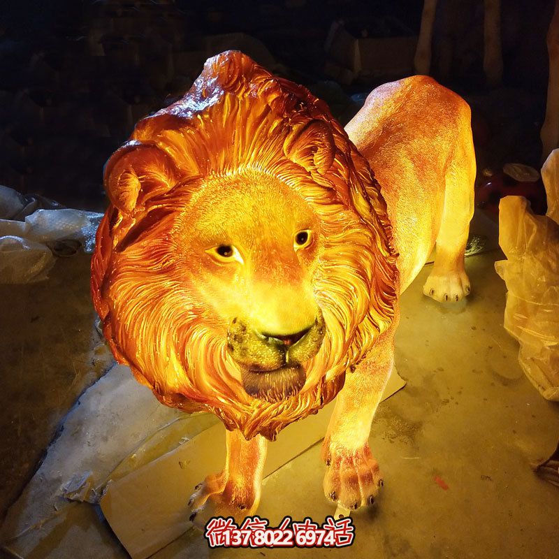 玻璃钢照明发光夜晚户外园林狮子雕塑