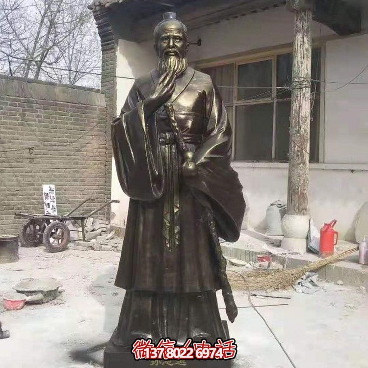 户外玻璃钢仿铜古代名医人物孙思邈雕塑