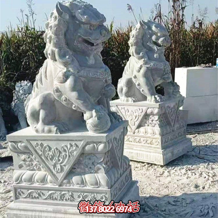 工厂企业大理石石雕户外园林大型狮子摆件