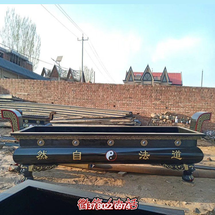 寺院摆放铸铁大型长方形香炉雕塑圆形铜香炉