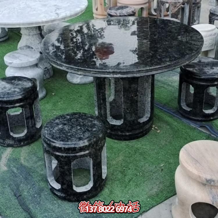 天然大理石银河灰圆桌花园别墅庭院家用户外石桌凳摆件