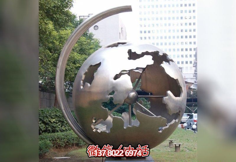 公园广场创意抽象艺术镜面不锈钢地球仪雕塑