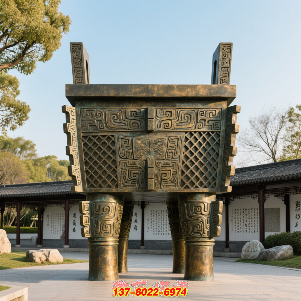 古韵传承 —— 青铜鼎式景观铜雕金属雕塑