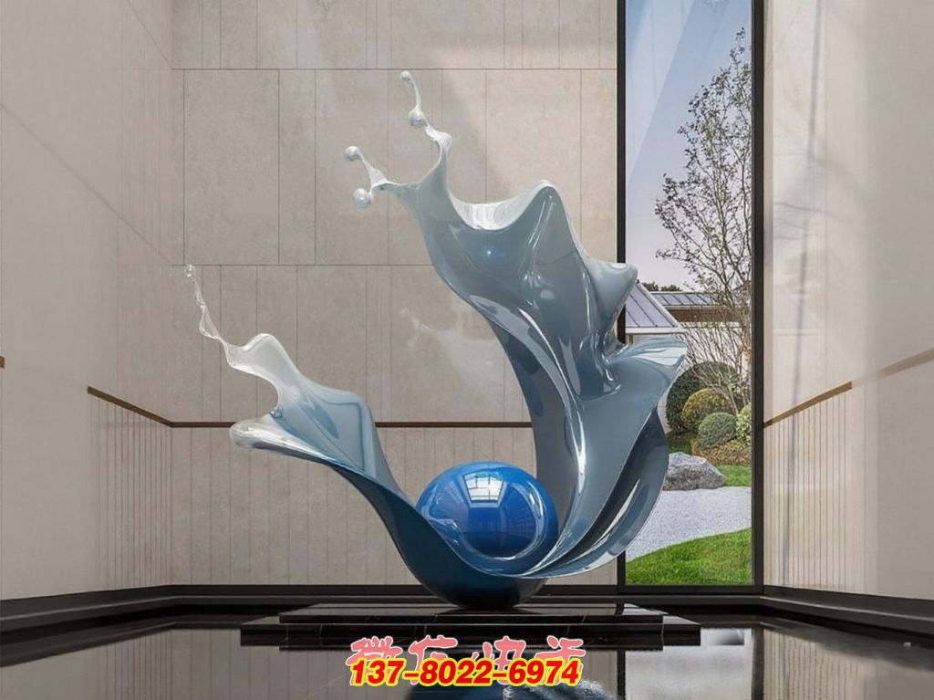 灵动水滴：不锈钢演绎的抽象景观韵律之舞