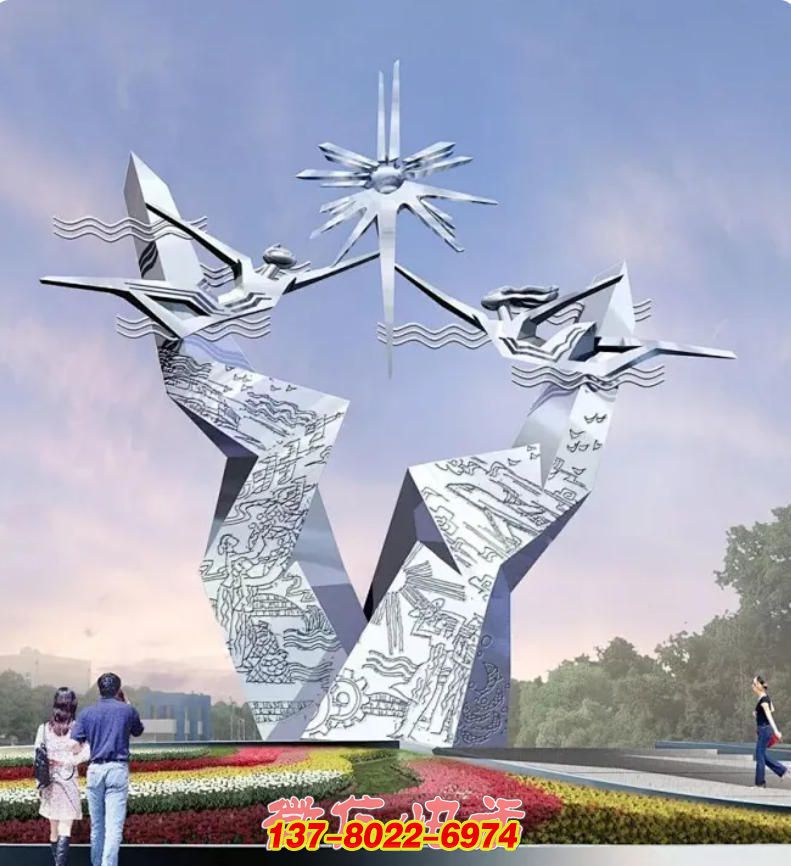 逐光筑梦：不锈钢户外景观雕塑