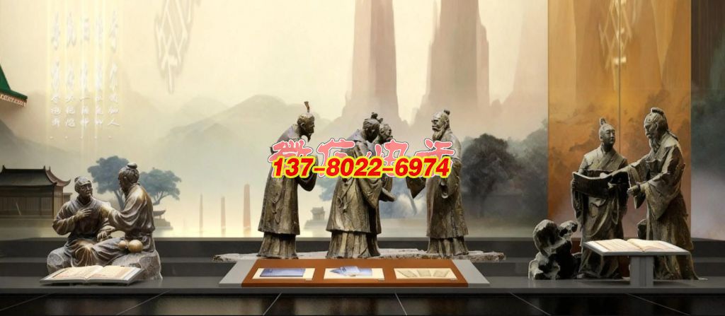 铜雕・传统文人雅集交流人物景观雕塑组